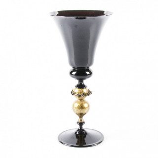 Venice goblet in black glass with gold details