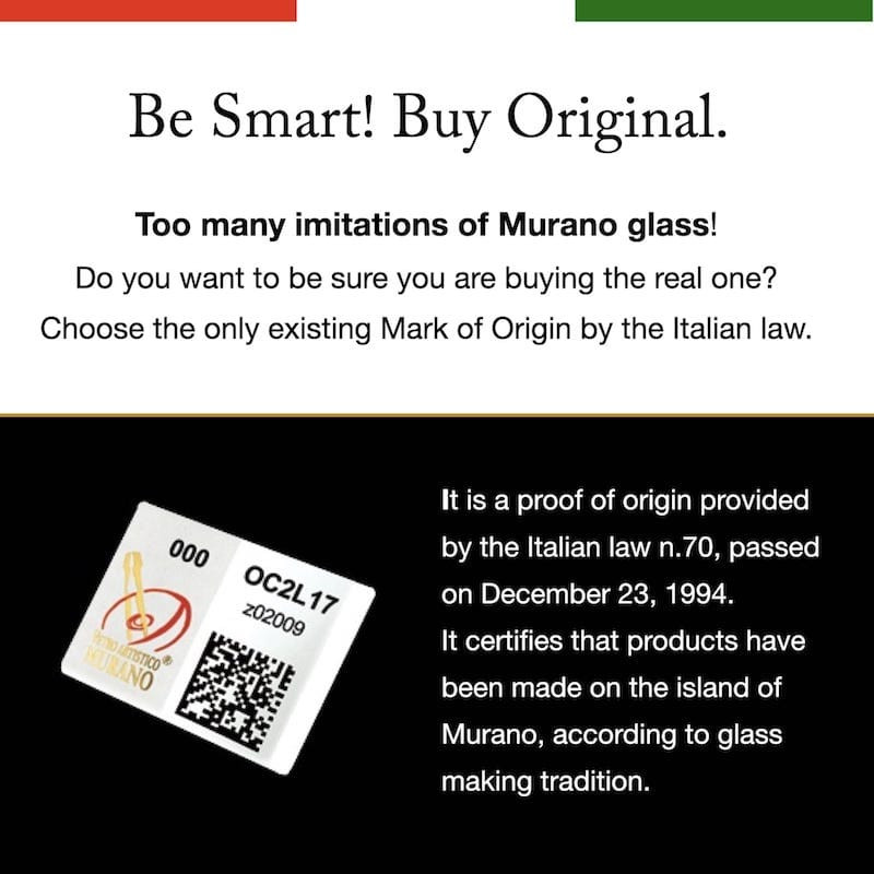 codice di origine Murano vetro