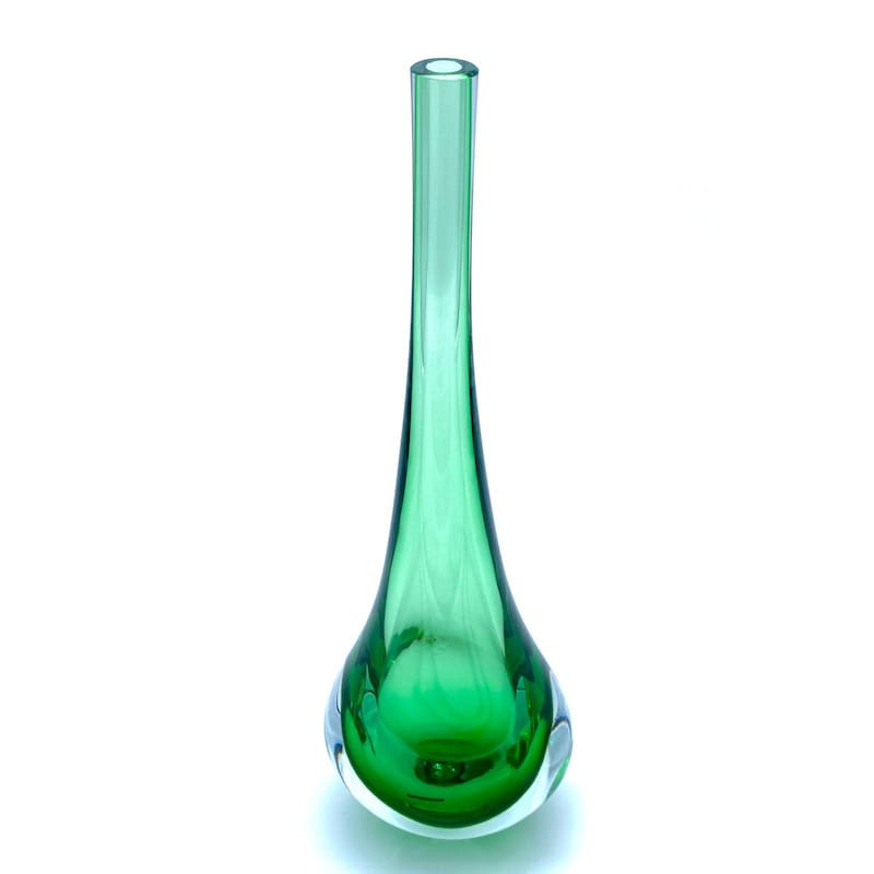 STILLA green Murano glass drop shape vase