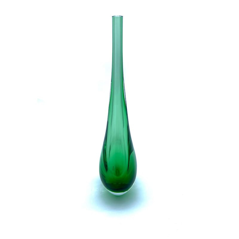 STILLA green Murano glass drop shape vase