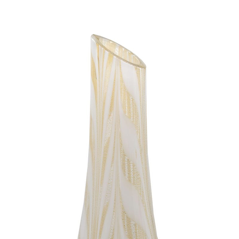 MOOREA white gold leaf decor elegant vase