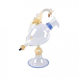 Venezia goblet in transparent glass with gold and blue details