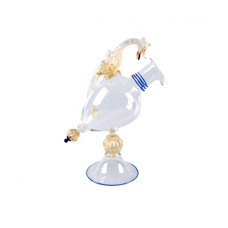 Venezia goblet in transparent glass with gold and blue details