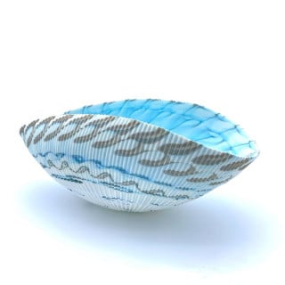 BOCA White and acquamarine glass centerpiece