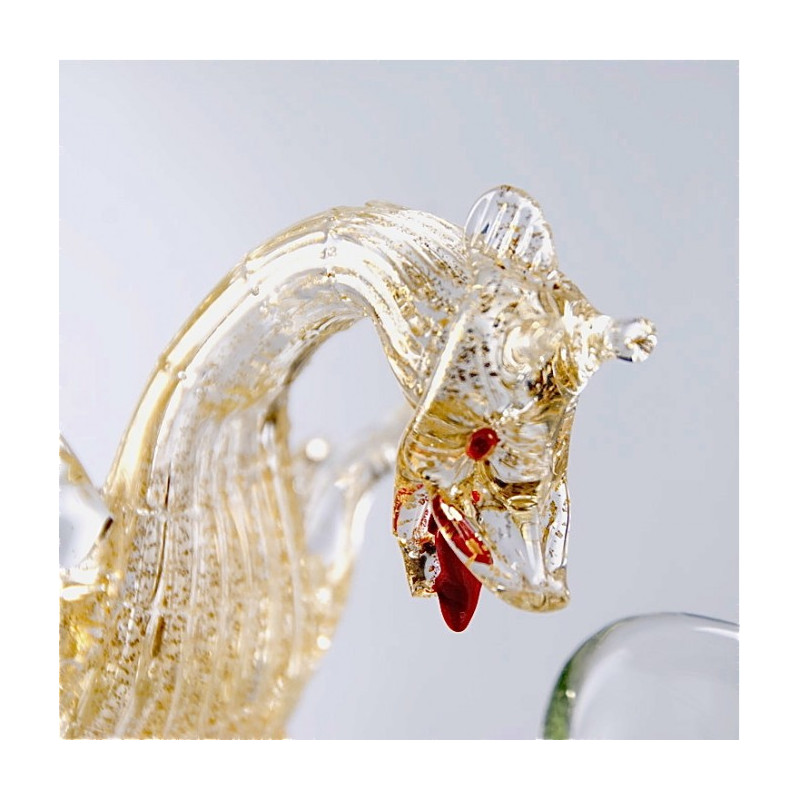 calice veneziano in vetro trasparente artigianale con drago decorativo