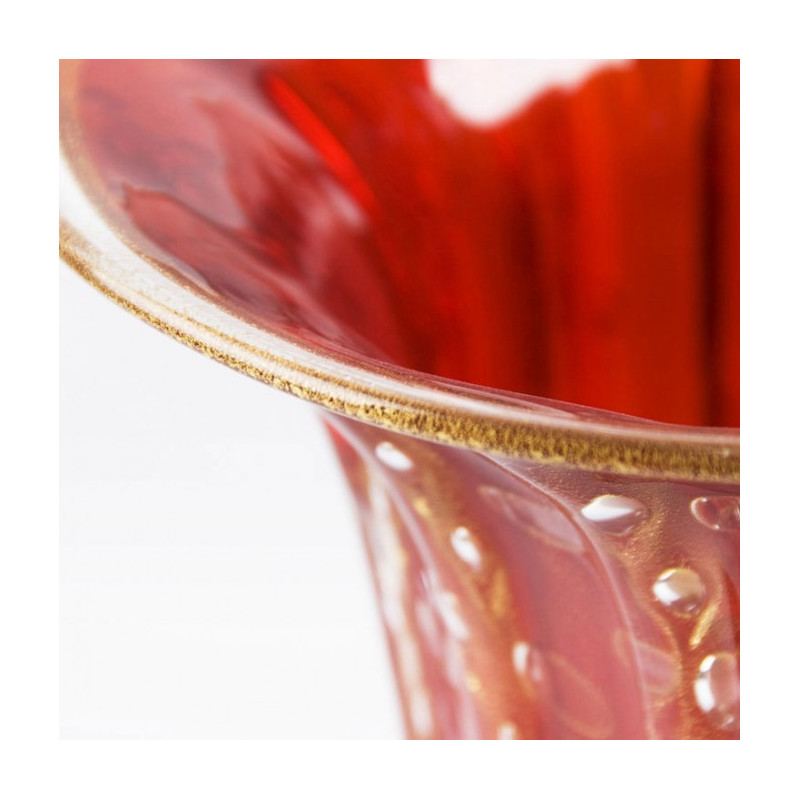 ornamento vaso in vetro rosso dettagli oro