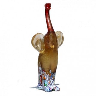 Murano elephant sculpture gold glass with murrhine