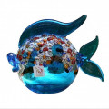 SBRISA blue glass murrhine fish sculpture