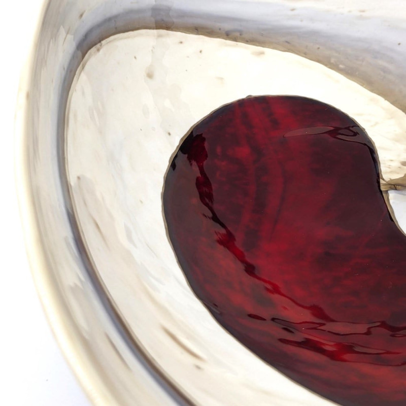 dettagli centrotavola rosso avorio vetro di Murano