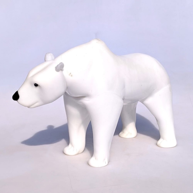 Blown-glass polar bear sculpture living room décor
