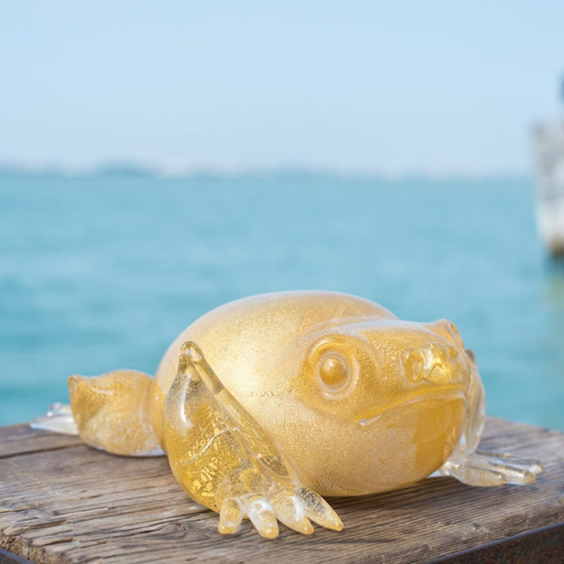 GRENOUILLE Murano Glass Gold Frog Sculpture
