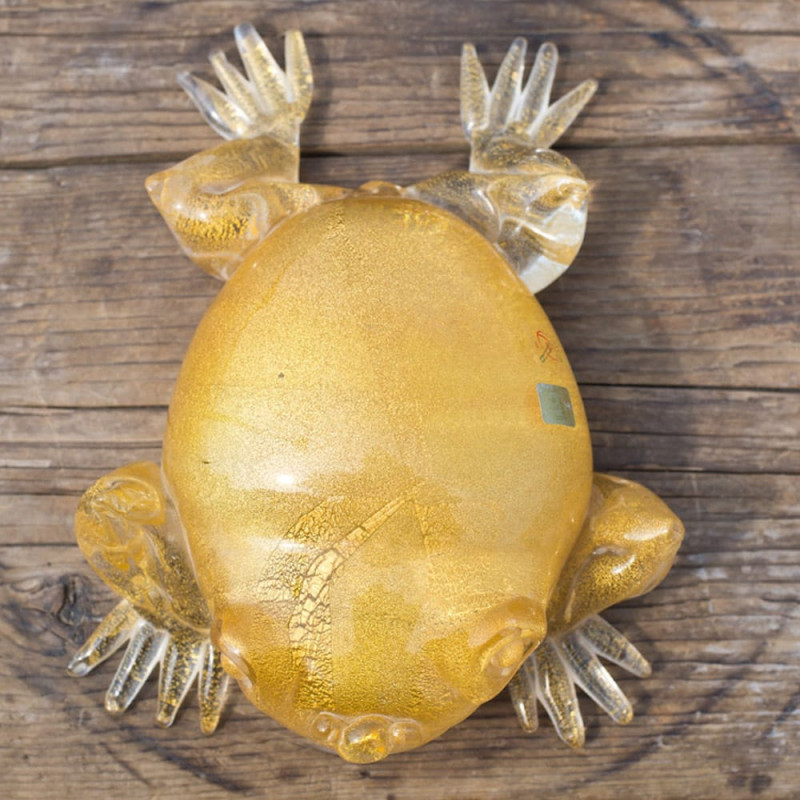 GRENOUILLE Murano Glass Gold Frog Sculpture