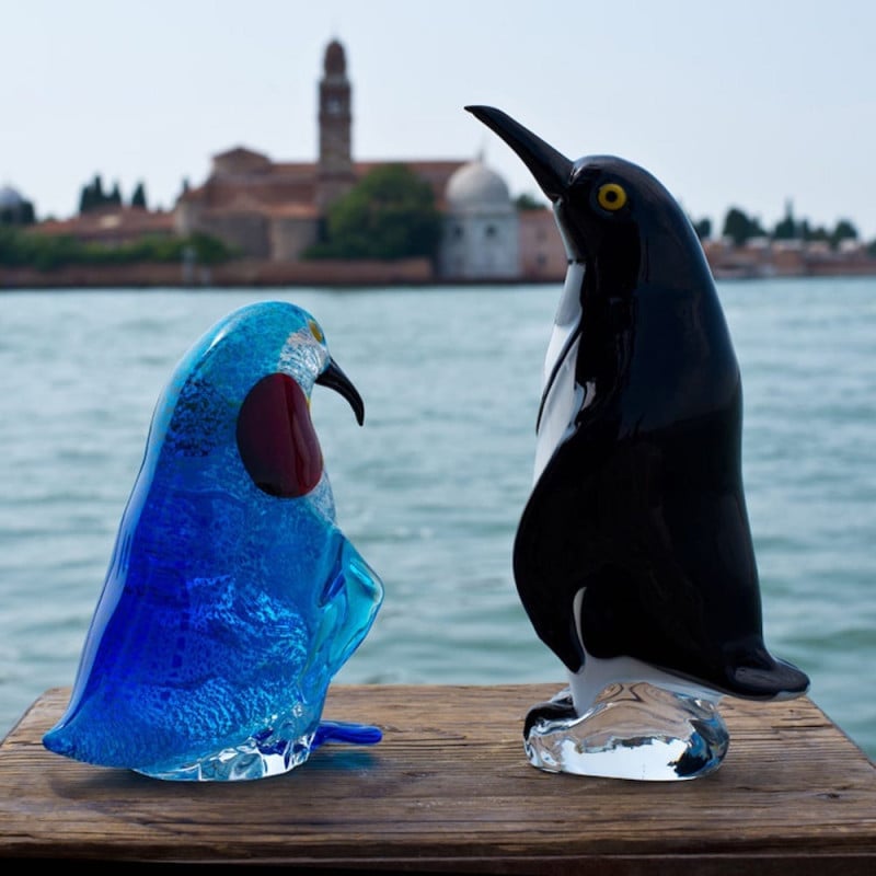 Scultura di pinguino in vetro di Murano