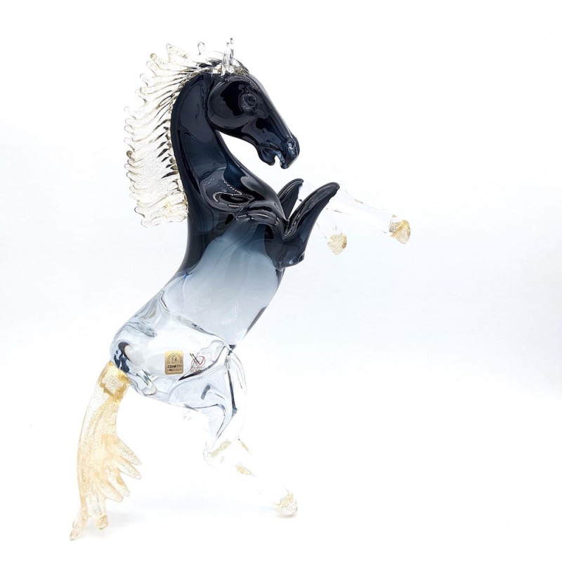 BALIO dark blue rearing horse sculpture