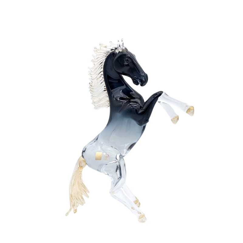 BALIO dark blue rearing horse sculpture