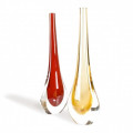 STILLA 2 PCS red amber colored glass vases