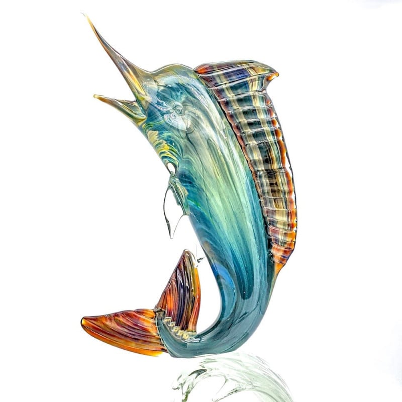 Scultura di pesci in vetro di Murano