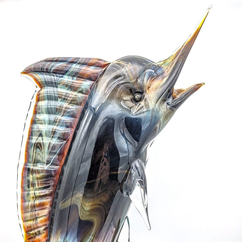 scultura di pesce in vetro moderna Made in Italy