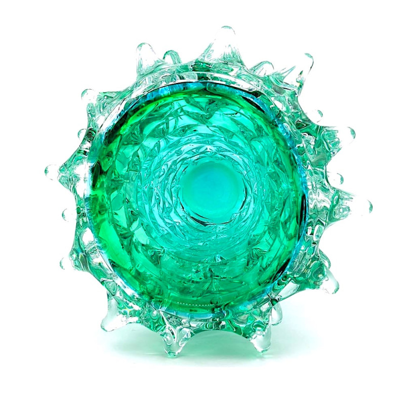 EMERALDINE Green Pointed Surface Vase Murano Glass