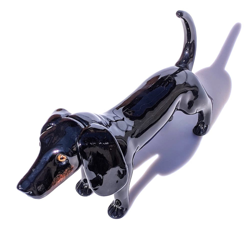 SALLY Murano Glass black dachshund
