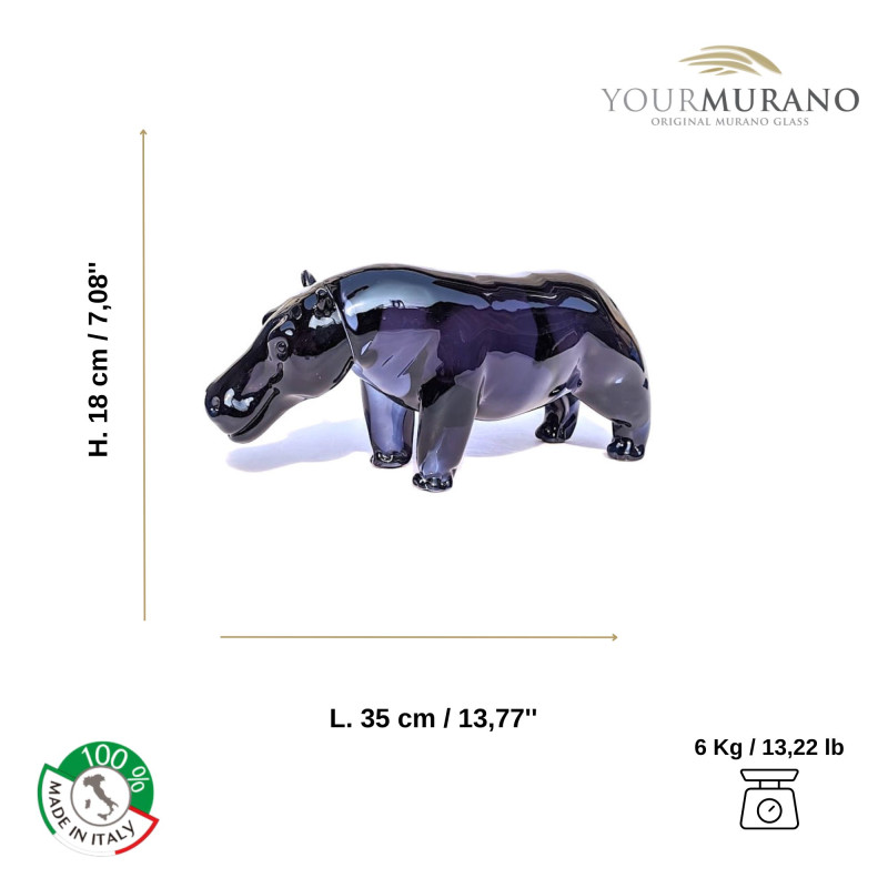HIPPO glossy dark hippopotamus sculpture