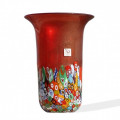 FLAMINIA tall red murrine details vase