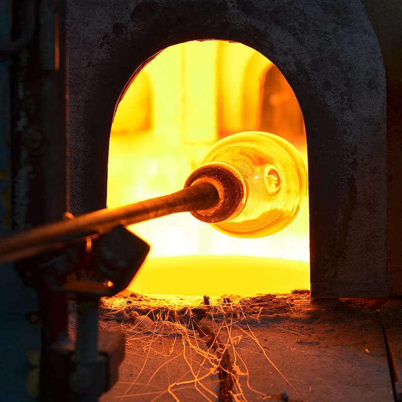 Murano furnace working glass