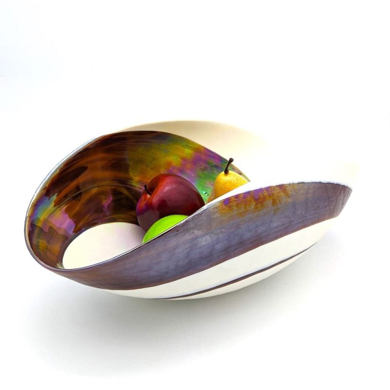 BARBACAN Ivory brown glass bowl made of Murano glass