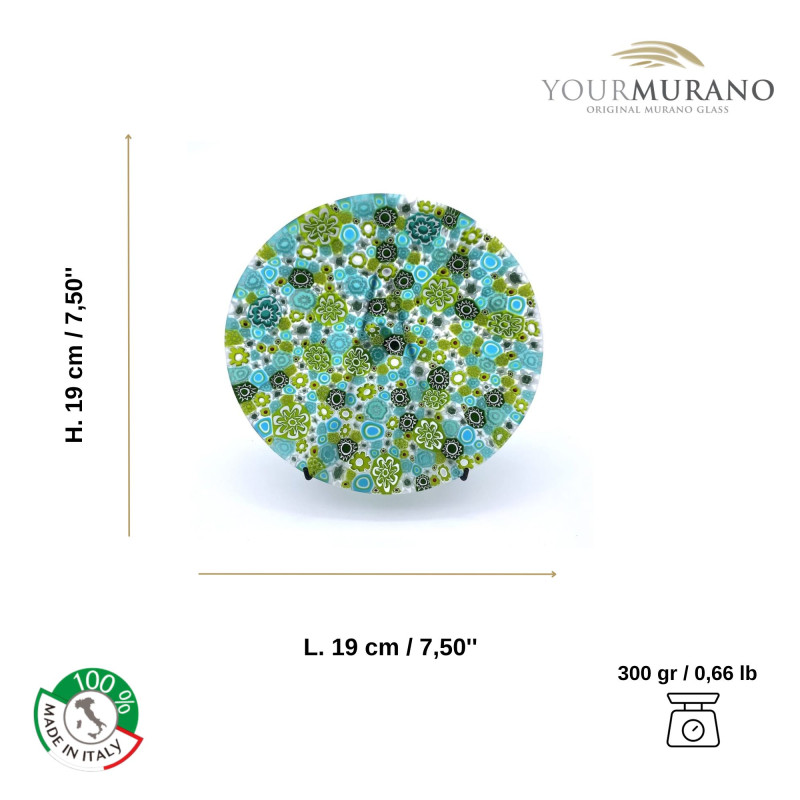 BLOOM Murano Glass Green Plate Made in Italy