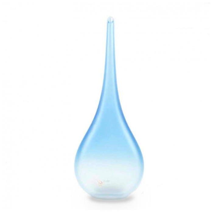 Venetian elongated glass drop vase azure