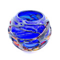 CHROMA Vaso Murano Blu con Filamenti Colorati per Arredo Contemporaneo