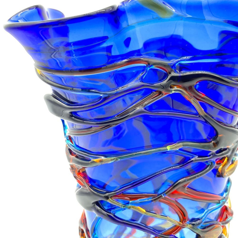 Blue Tall Glass Vase