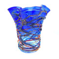 CHROMA FLY Blue Tall Murano Glass Vase Artistic Design
