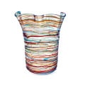 FUSION FLY Modern Murano Glass Tall Vase Tricolored Filaments