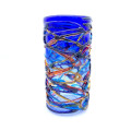 CHROMA TUBE Vaso Moderno Blu Verticale con Motivi Colorati