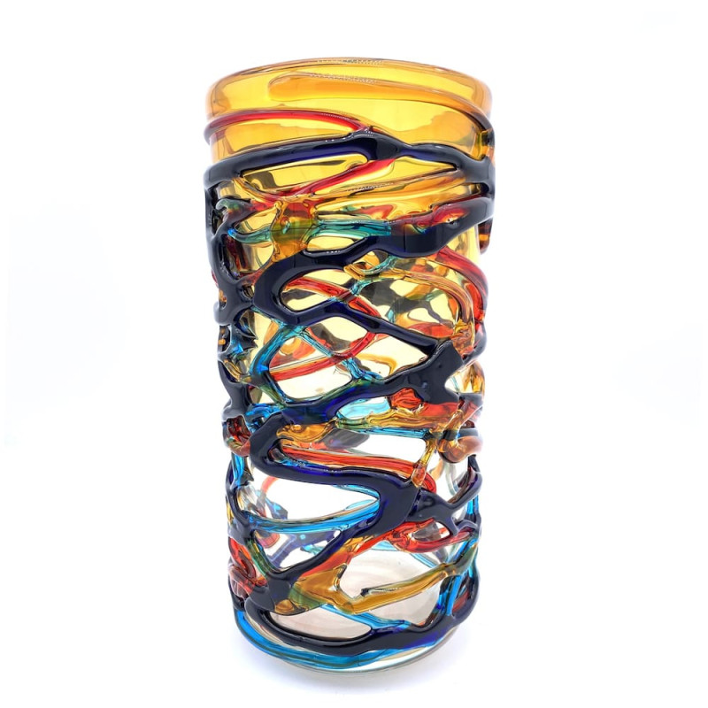 CHROMA TUBE Amber Elegant Murano Vase Artistic Design