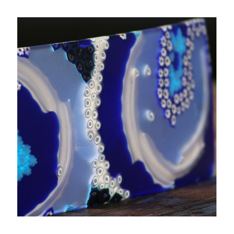 ornamental small glass plates blue with murrhine