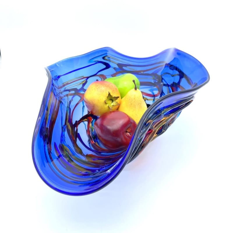 elegant glass blue coloured centerpiece modern furniture
