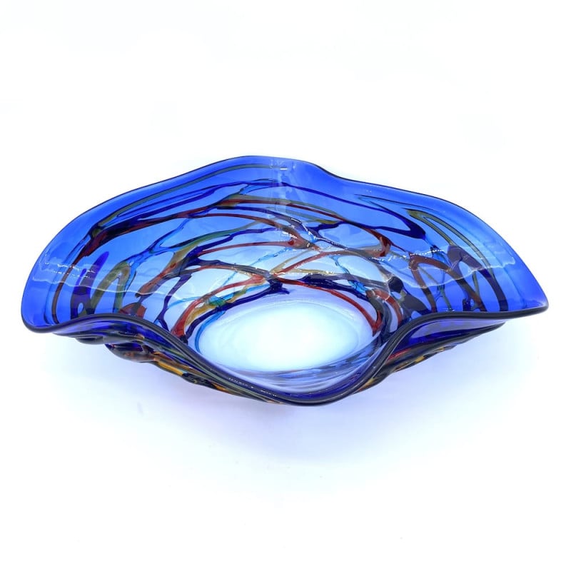 CHROMA SEA Blue Modern Fruit Bowl Handmade in Murano Island