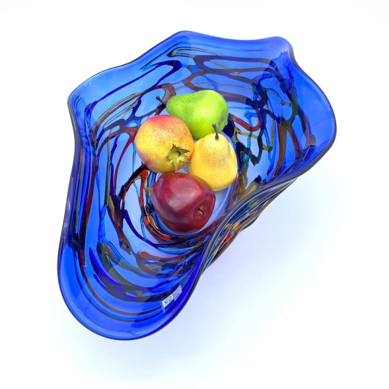 CHROMA SEA Blue Modern Fruit Bowl Handmade in Murano Island