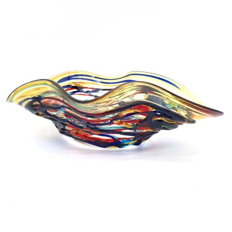 centrotavola colore ambra vetro di Murano autentico design di lusso