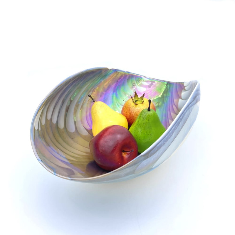 PLUTO centrotavola bianco con sfumature turchesi