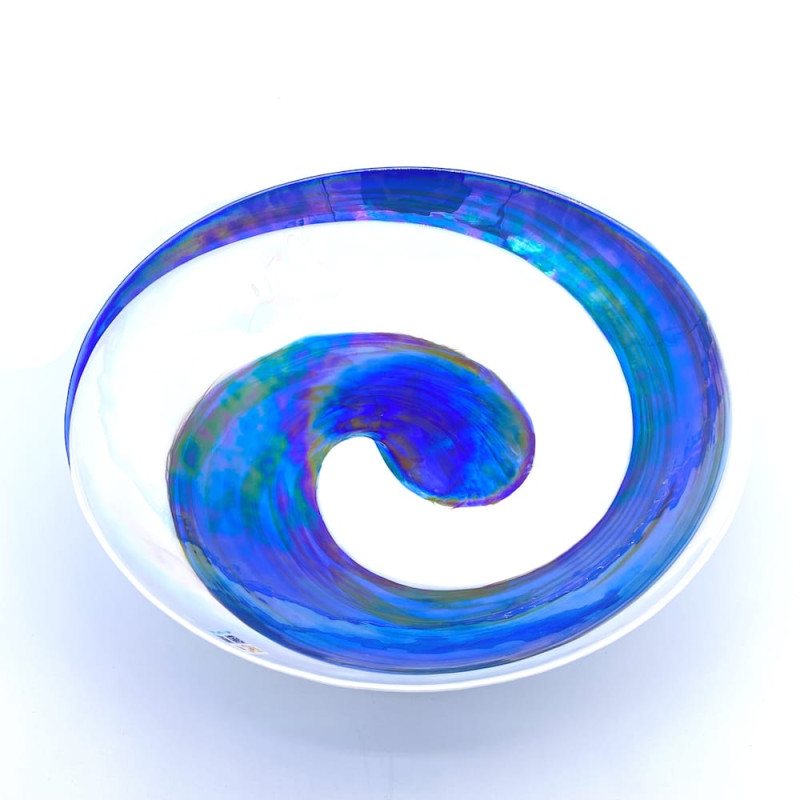 Venice centerpiece in Blue and White glass of modern design