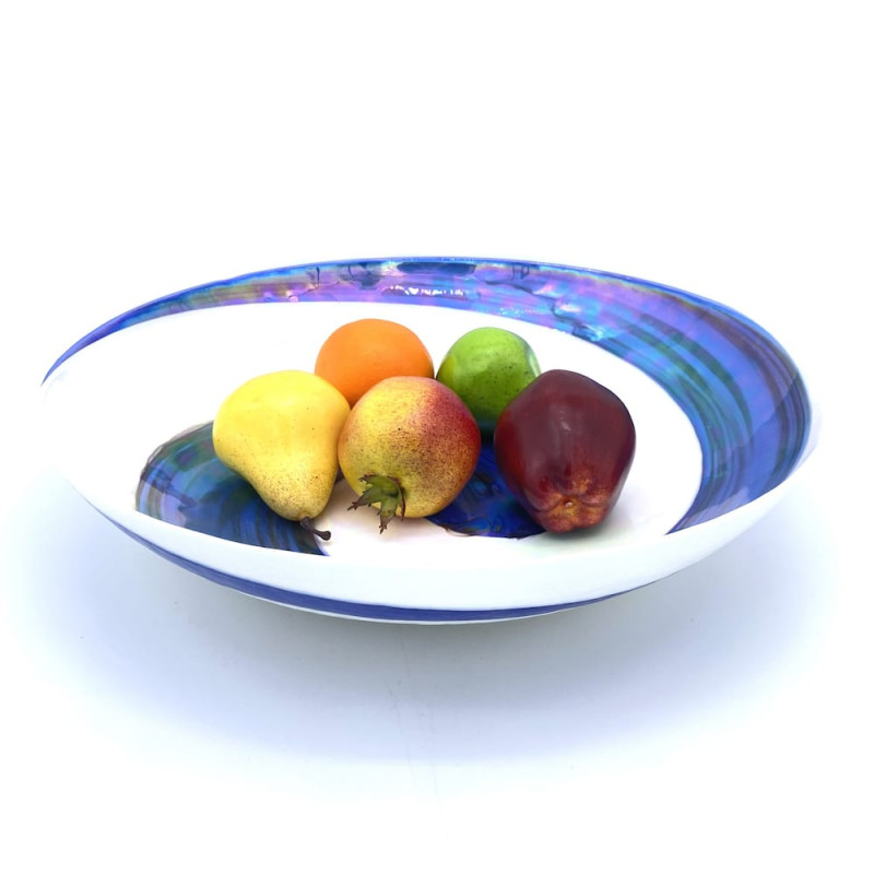 RIVA moderno piatto in vetro bianco e blu