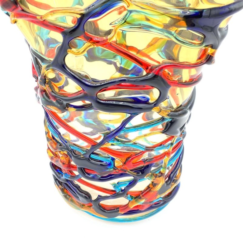 vaso di lusso multicolour centrotavola in vetro di Murano autentico