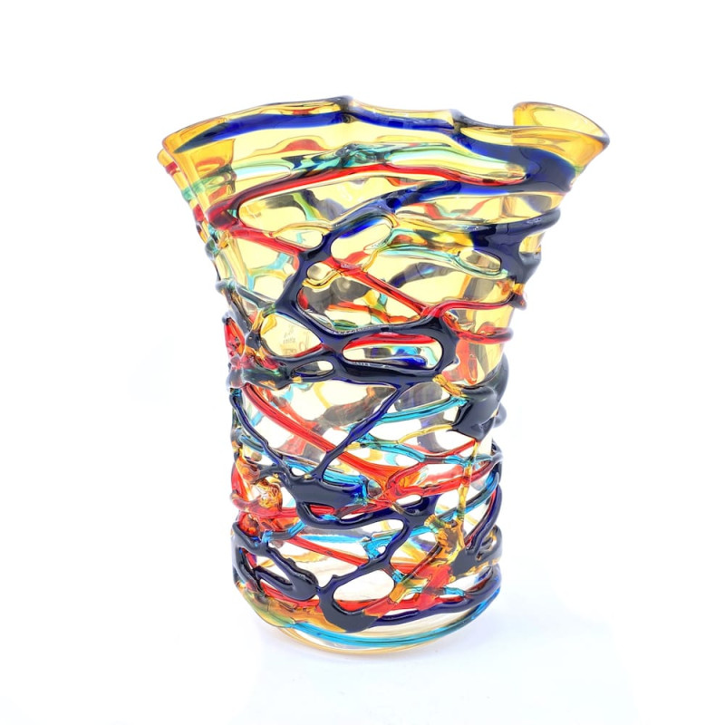 Murano blown glass vase multicolour