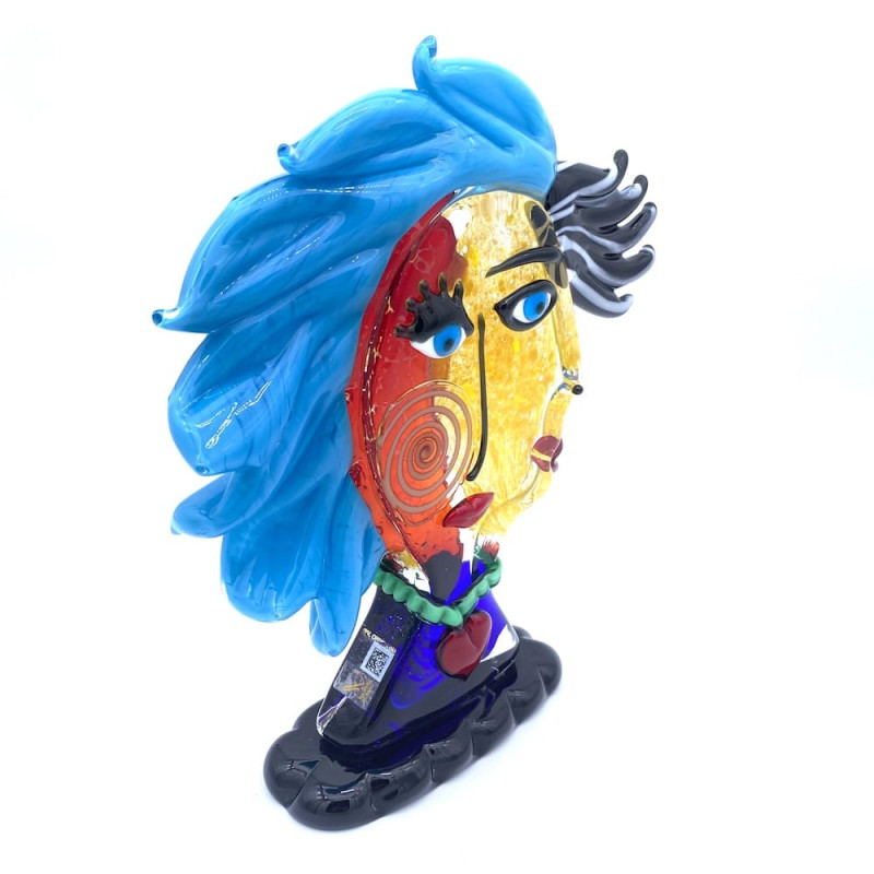 blown-glass female head sculpture