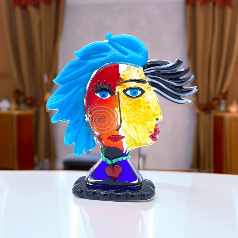 SERENA Modern Murano Glass Head Picasso Art Tribute