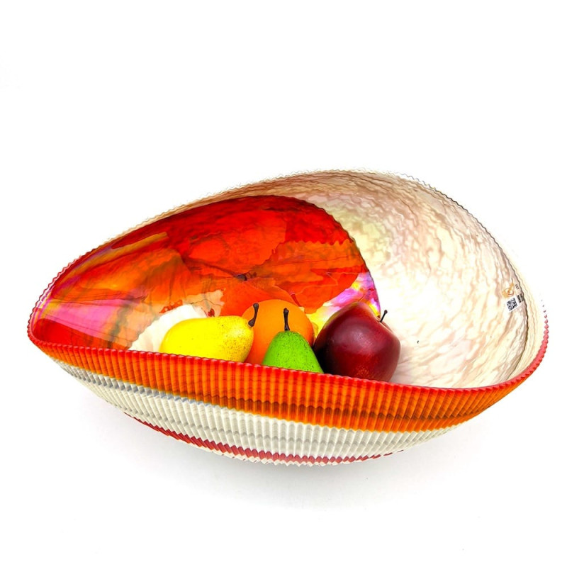 THAI elegant white and red bowl with glossy finish