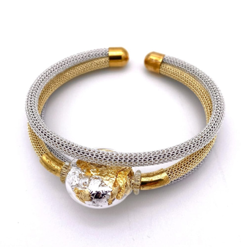 Murano Glass Bracelet with Gold and Silver Leaf | Free Shipping